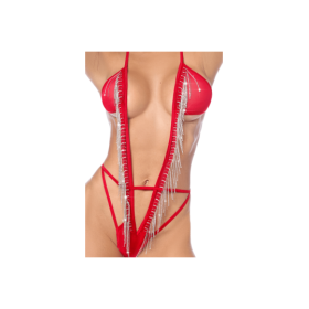 Body plongeant à franges strass 